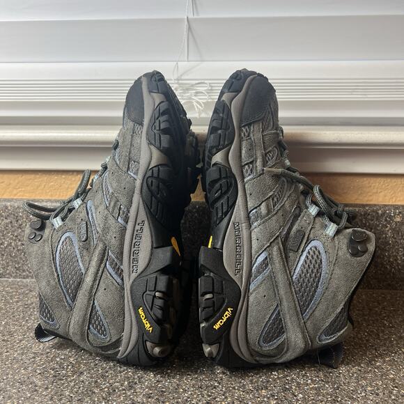 Merrell Granite Gray Leather/Mesh Hiking Ankle Boots Womens Size 7 Lace Up Shoes - Picture 5 of 11